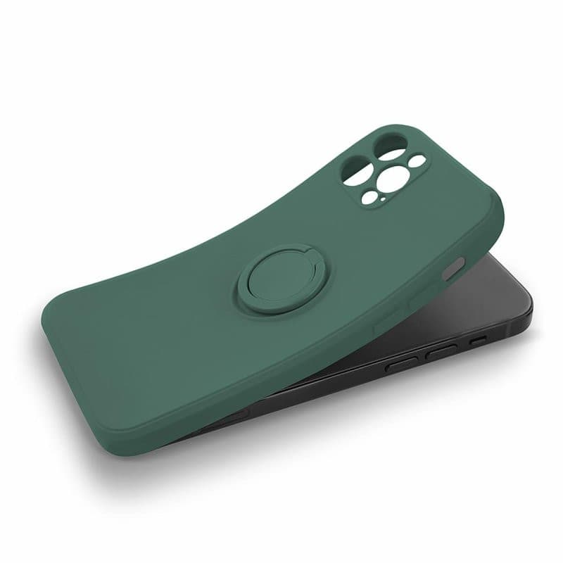 Husa Samsung Galaxy A03s / A02s, Ring Silicone, inel rotativ, catifea in interior, verde 5