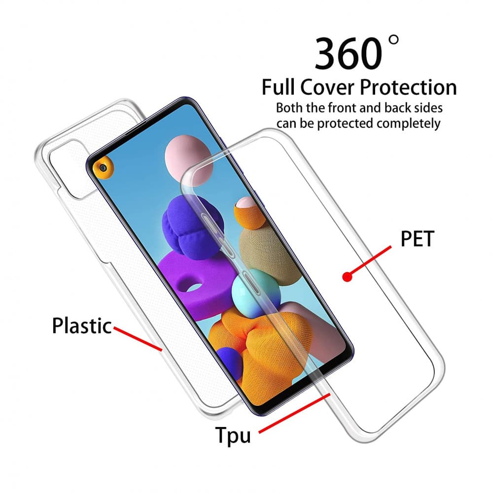 Husa protectie Samsung Galaxy A02s (fata + spate) Fully PC & PET 360°, transparenta 3