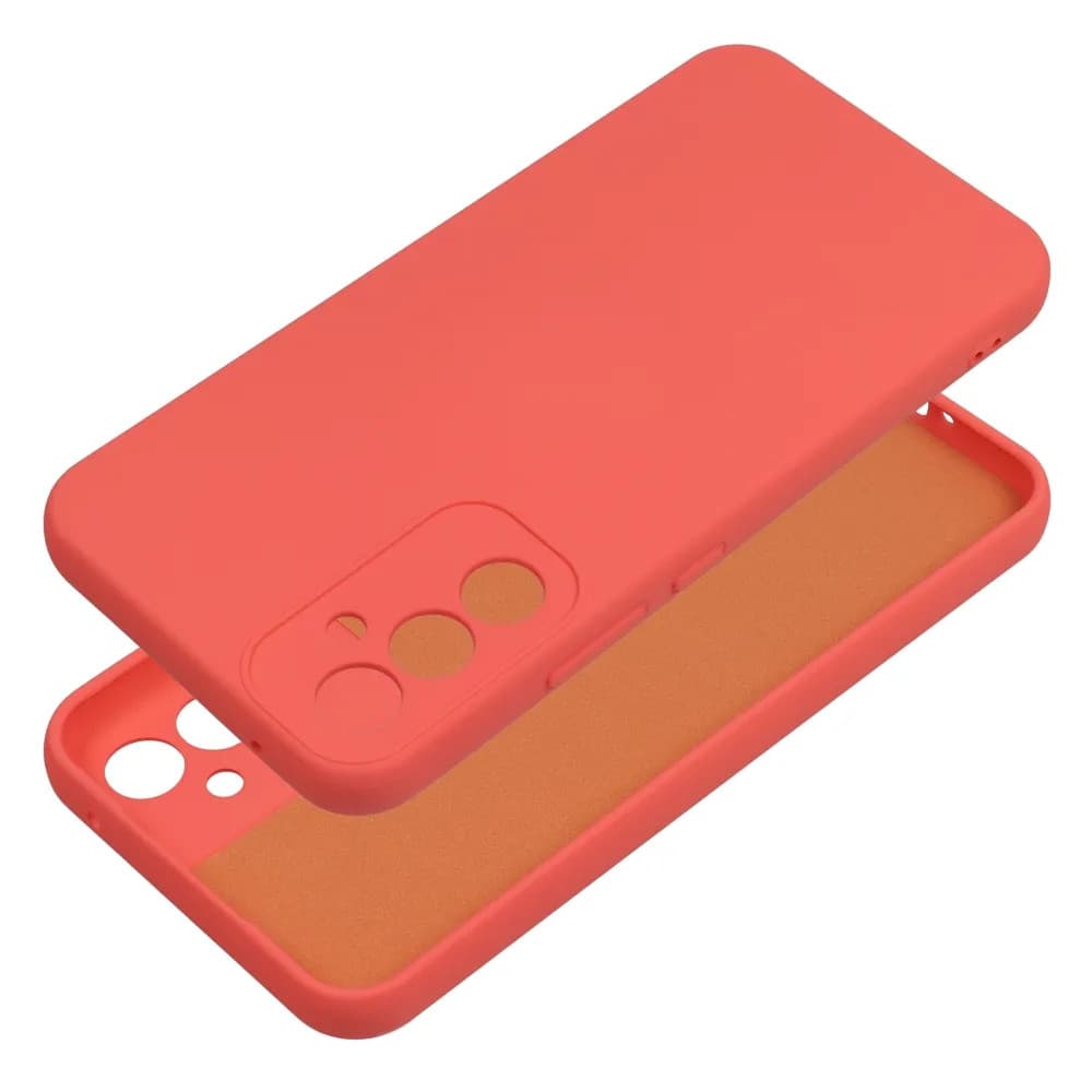 Husa Samsung Galaxy A54 5G, Luxury Silicone, protectie camera, catifea in interior, rosu piersica 3