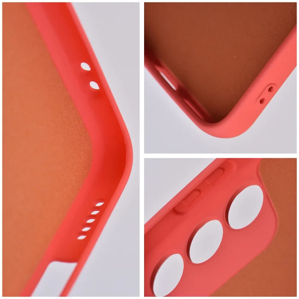 Husa Samsung Galaxy A54 5G, Luxury Silicone, protectie camera, catifea in interior, rosu piersica 5
