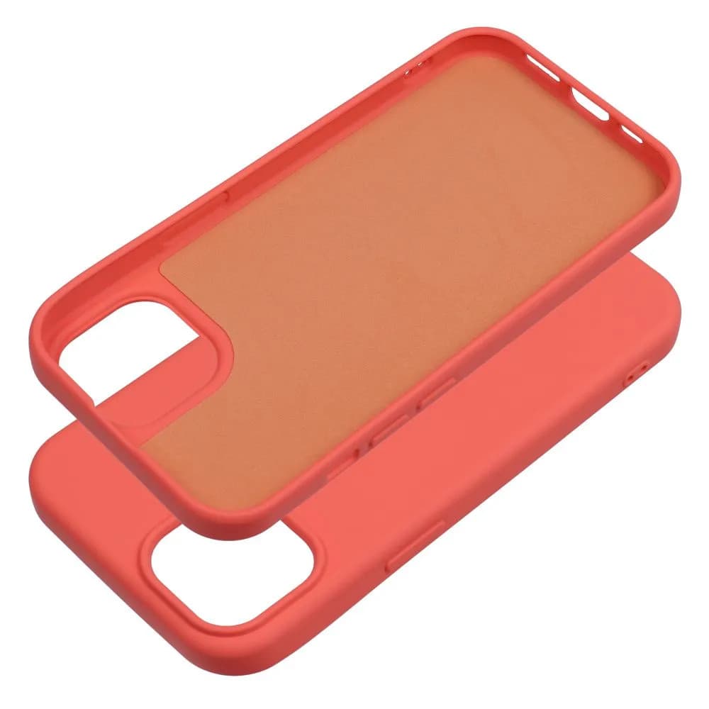 Husa Apple iPhone 15 Pro Max, Luxury Silicone, catifea in interior, rosu piersica 3