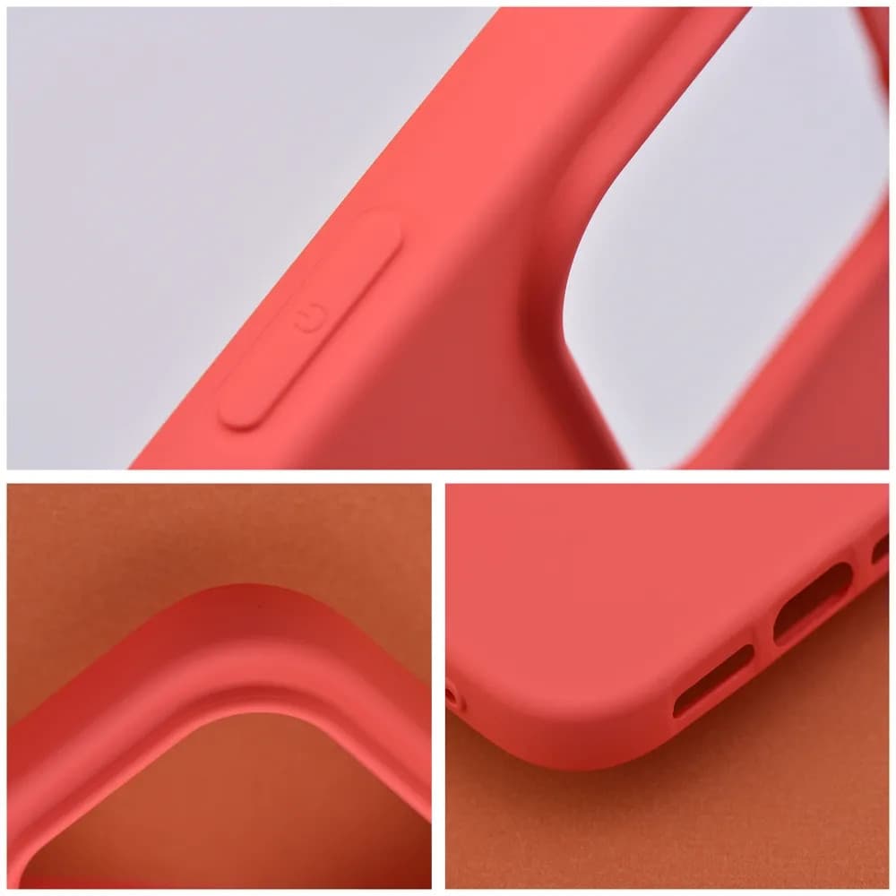 Husa Apple iPhone 15 Pro Max, Luxury Silicone, catifea in interior, rosu piersica 4