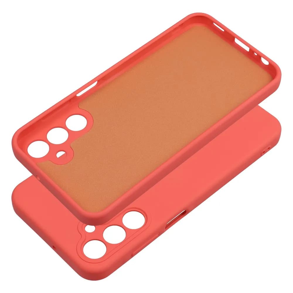 Husa Samsung Galaxy S23 FE, Luxury Silicone, protectie camera, catifea in interior, rosu piersica 2