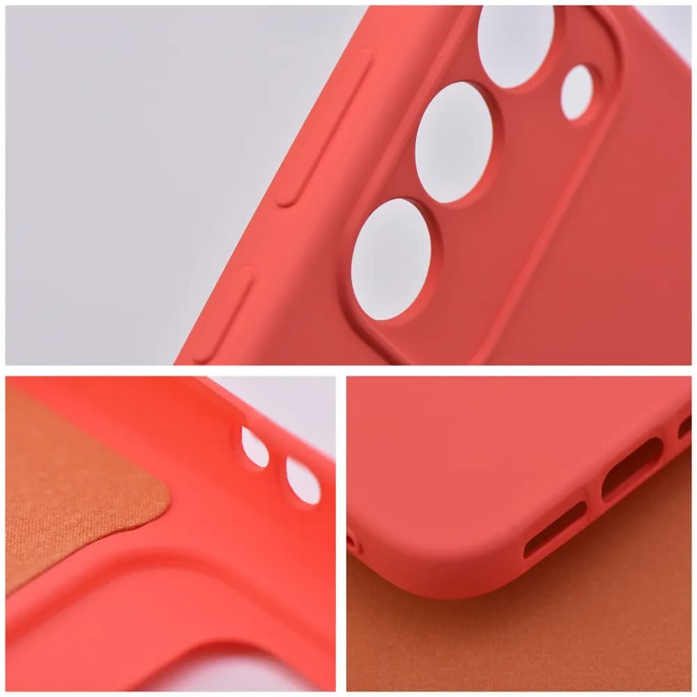 Husa Samsung Galaxy S23 FE, Luxury Silicone, protectie camera, catifea in interior, rosu piersica 4