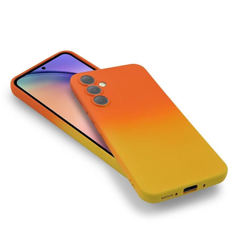 Husa Apple iPhone 7/8/SE2, Luxury Ombre Silicone, catifea in interior, portocaliu/galben 3