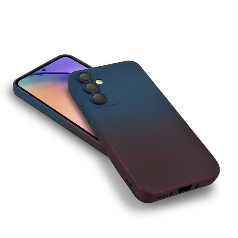 Husa Samsung Galaxy A32 5G, Luxury Ombre Silicone, catifea in interior, protectie camere, albastru/visiniu 3