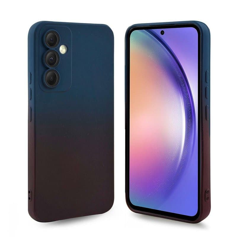 Husa Samsung Galaxy A32 5G, Luxury Ombre Silicone, catifea in interior, protectie camere, albastru/visiniu 4