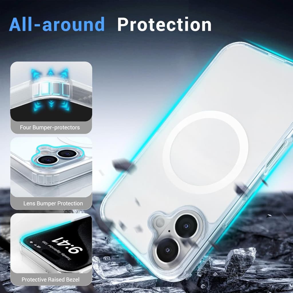 Husa protectie Apple iPhone 16, Magsafe, SnapOn, AntiDrop, Acryl+TPU, transparenta 3