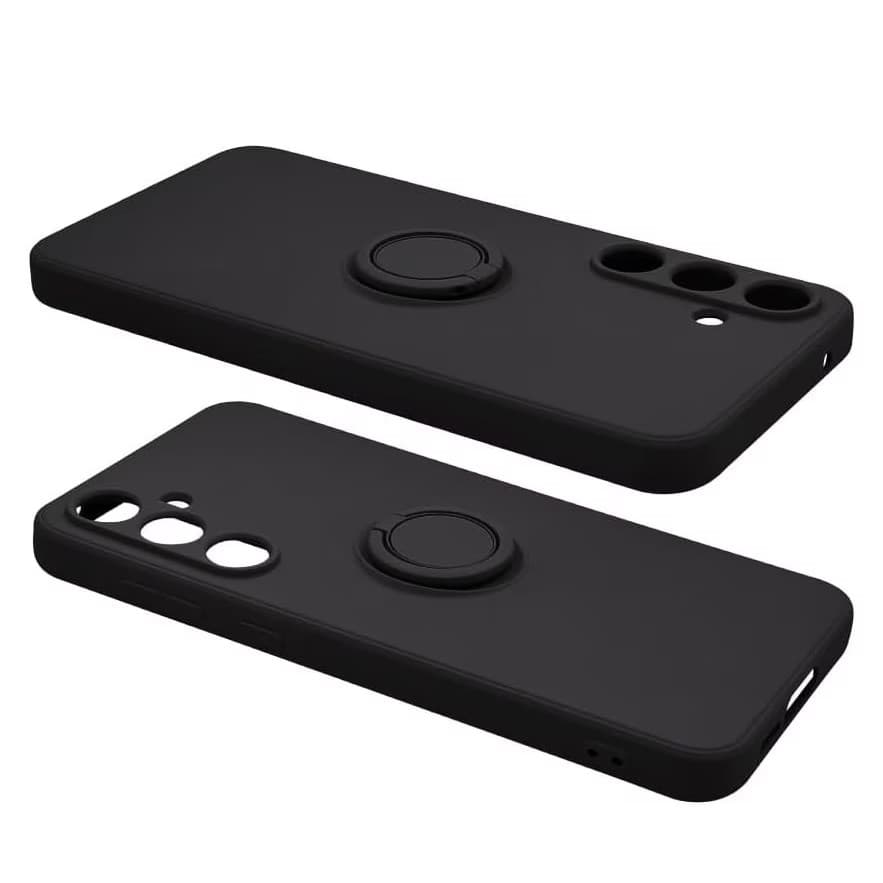 Husa Samsung Galaxy A05, Ring Silicone, inel rotativ, catifea in interior, neagra 2