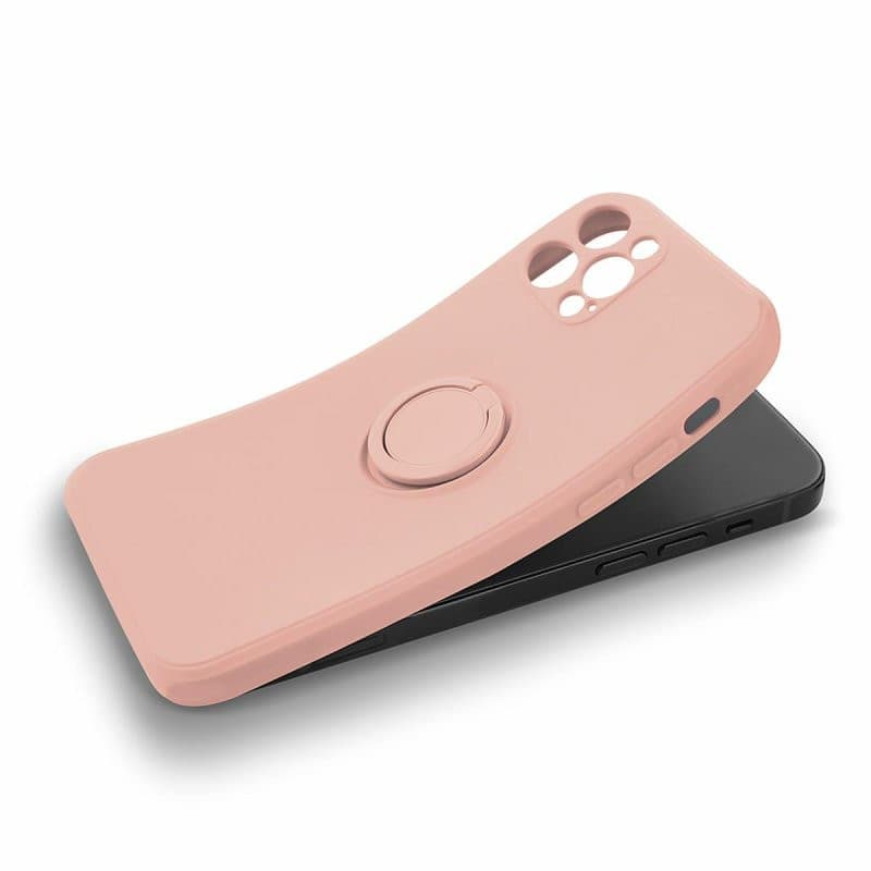 Husa Samsung Galaxy A35, Ring Silicone, inel rotativ, catifea in interior, verde maslina 5