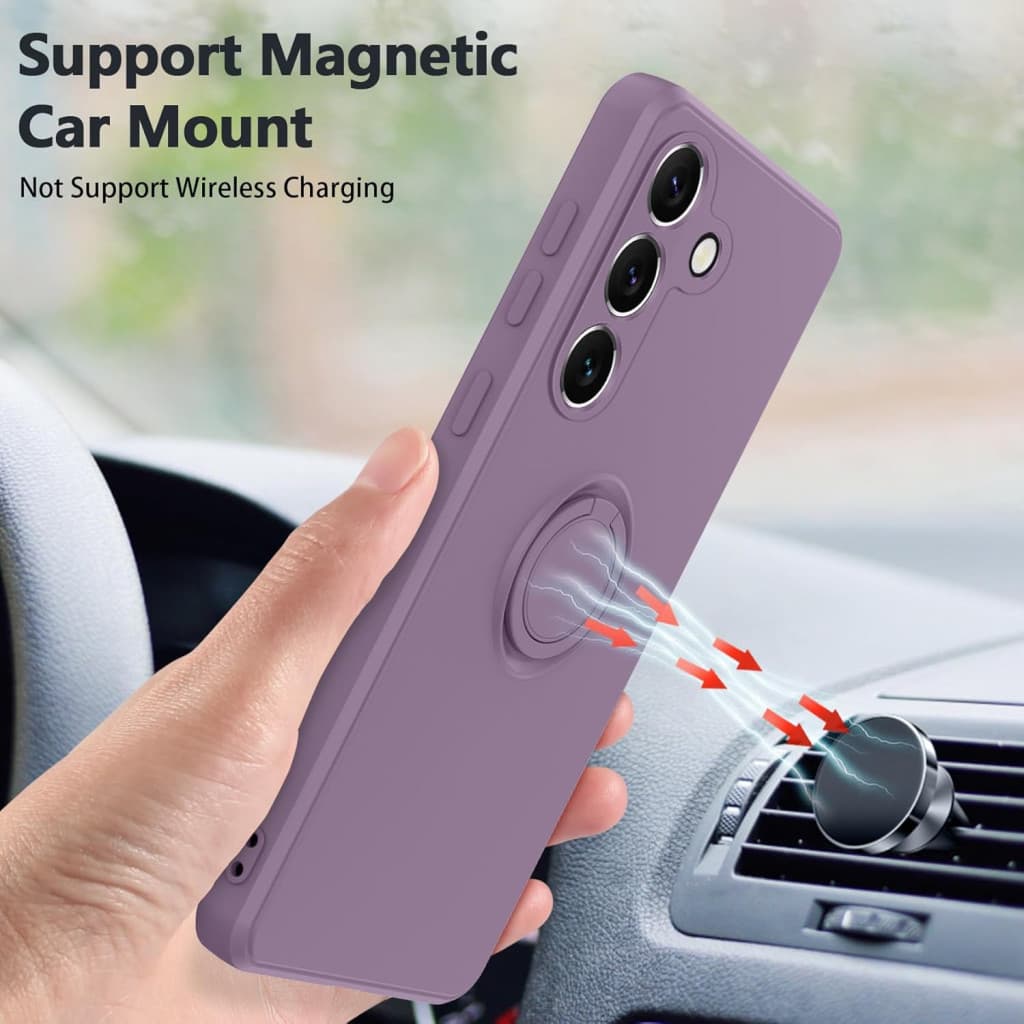 Husa Samsung Galaxy A35, Ring Silicone, inel rotativ, catifea in interior, mov 5