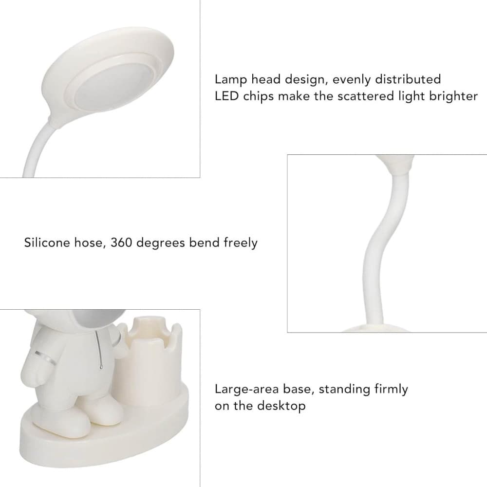 Lampa LED cu suport creioane si ascutitoare, astronaut alb 4
