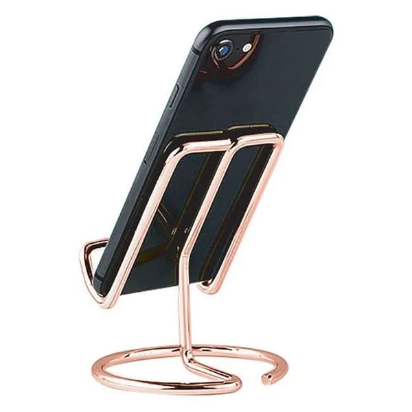 Suport birou pentru telefon mobil, metalic, rose gold 2