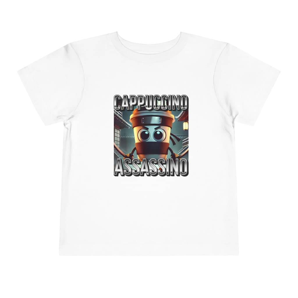 Tricou personalizat alb, copii/adulti, design Cappuccino Assassino 3, modal, diverse marimi 2