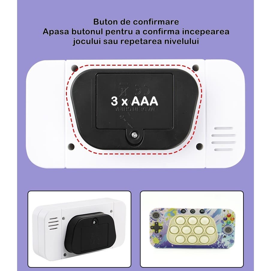Jucarie interactiva Speed Push, joc de viteza apasare taste tip Pop-It, sunete si lumini, model culori 4