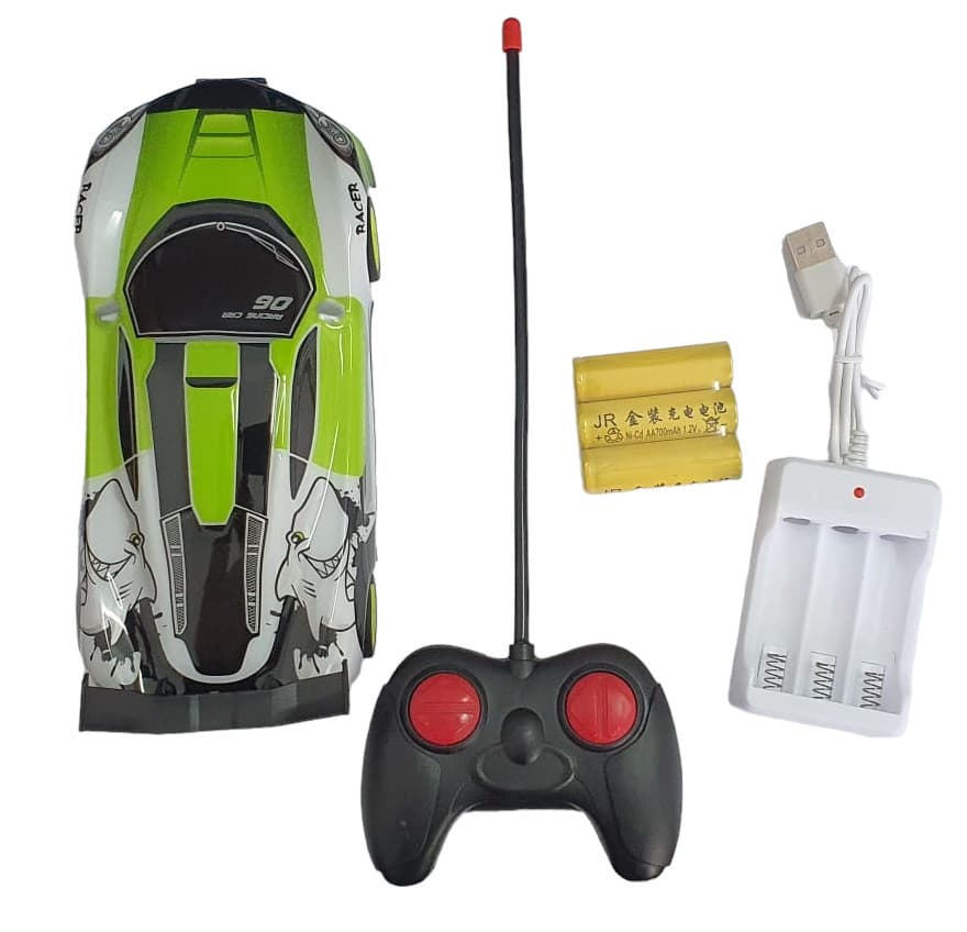 Jucarie masina cu telecomanda CARVICTOR 5, acumulatori cu incarcare USB, 1:28, alb/verde 4
