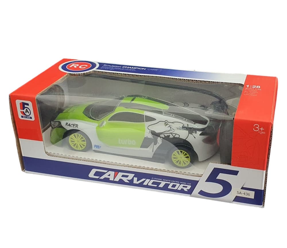 Jucarie masina cu telecomanda CARVICTOR 5, acumulatori cu incarcare USB, 1:28, alb/verde 5
