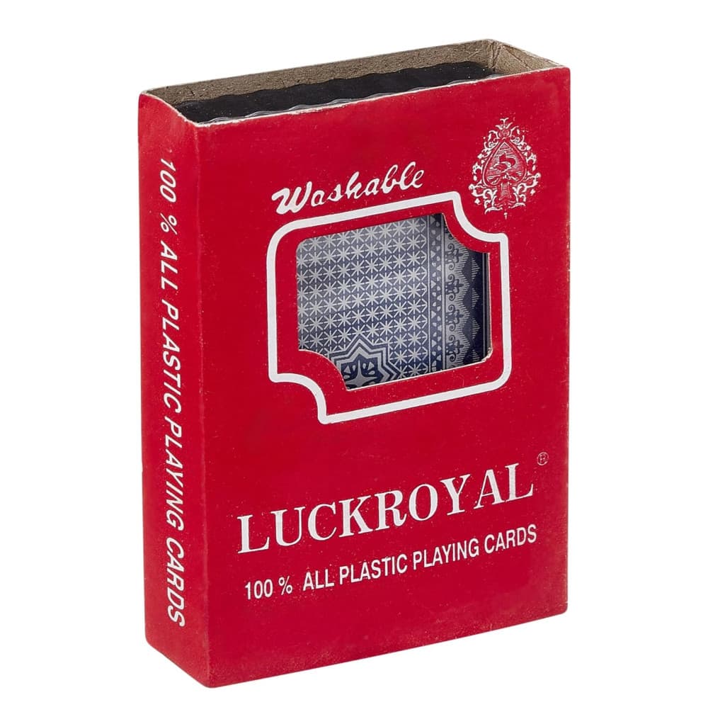 Pachet carti de joc clasice din plastic LUCKROYAL, cutie de plastic inclusa, spate rosu 3