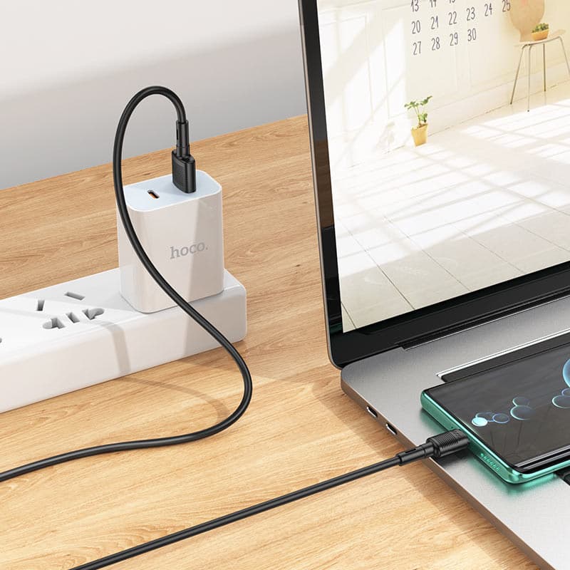 Cablu date si Incarcare Hoco X83, USB to Type-C (USB-C), 1 metru, 60W/3A, negru 2