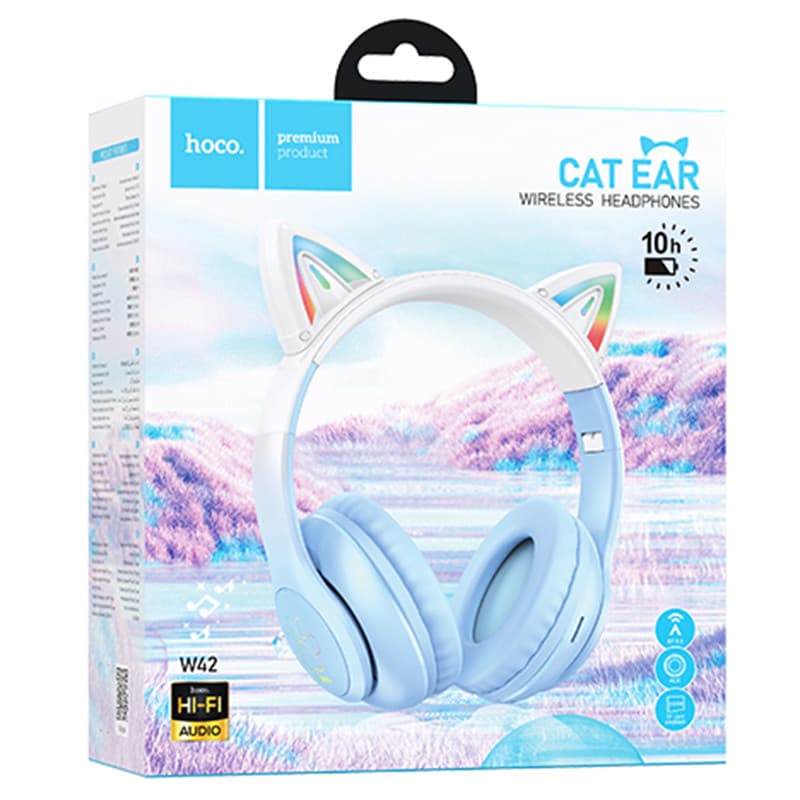 Casti Wireless Hoco W42, Over Ear, BT 5.3, 180h StandBy, 400 mAh, Kids, Crystal Blue 3