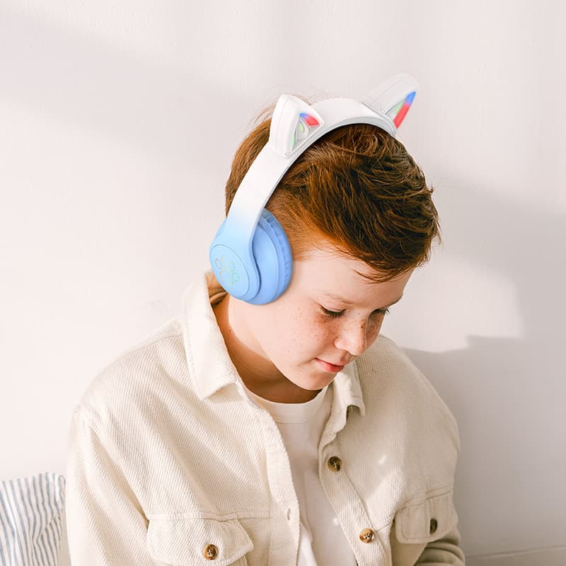 Casti Wireless Hoco W42, Over Ear, BT 5.3, 180h StandBy, 400 mAh, Kids, Crystal Blue 4