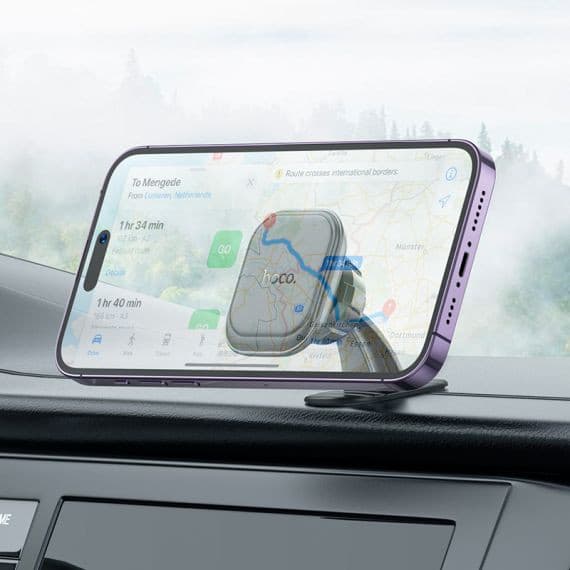Suport auto magnetic Hoco H30, rotire la 360 de grade, prindere adeziva, negru 5