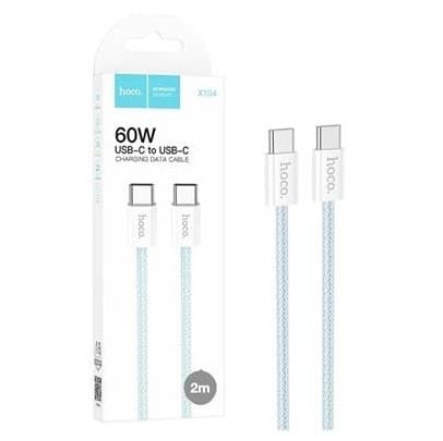 Cablu de date si incarcare HOCO, Type-C to Type-C, 60W, 1 metru, incarcare rapida, imbracat in material textil, albastru 4