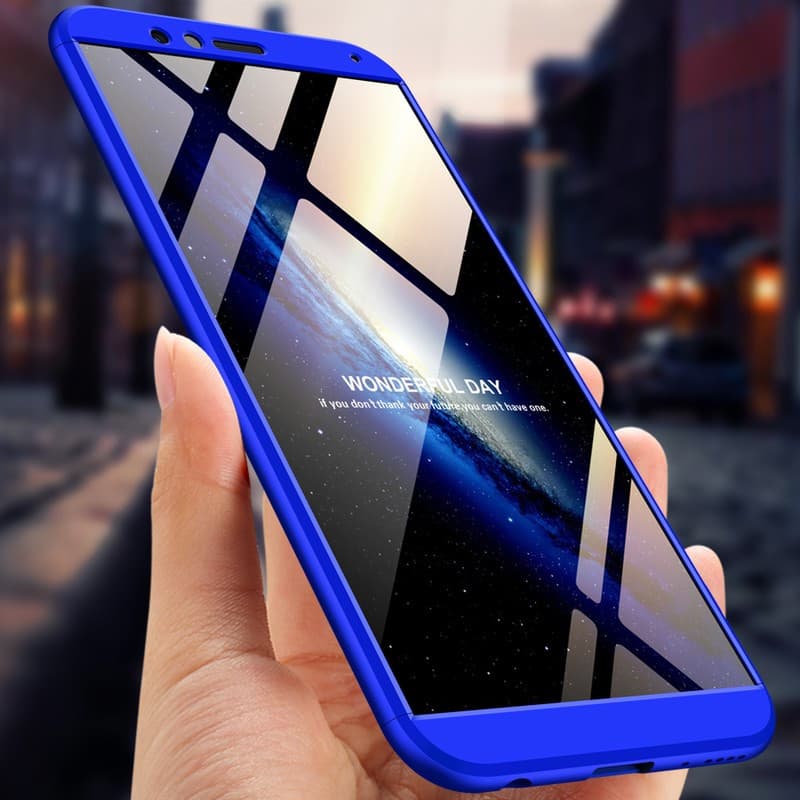 Husa Full cover GKK (fata + spate) pentru Huawei Honor 7X, negru cu albastru 4