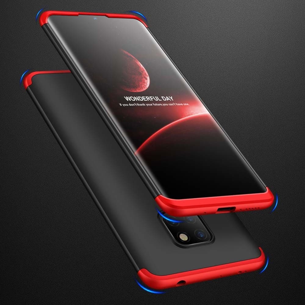 Husa Full cover GKK (fata + spate) pentru Huawei Mate 20, neagra/rosie 2