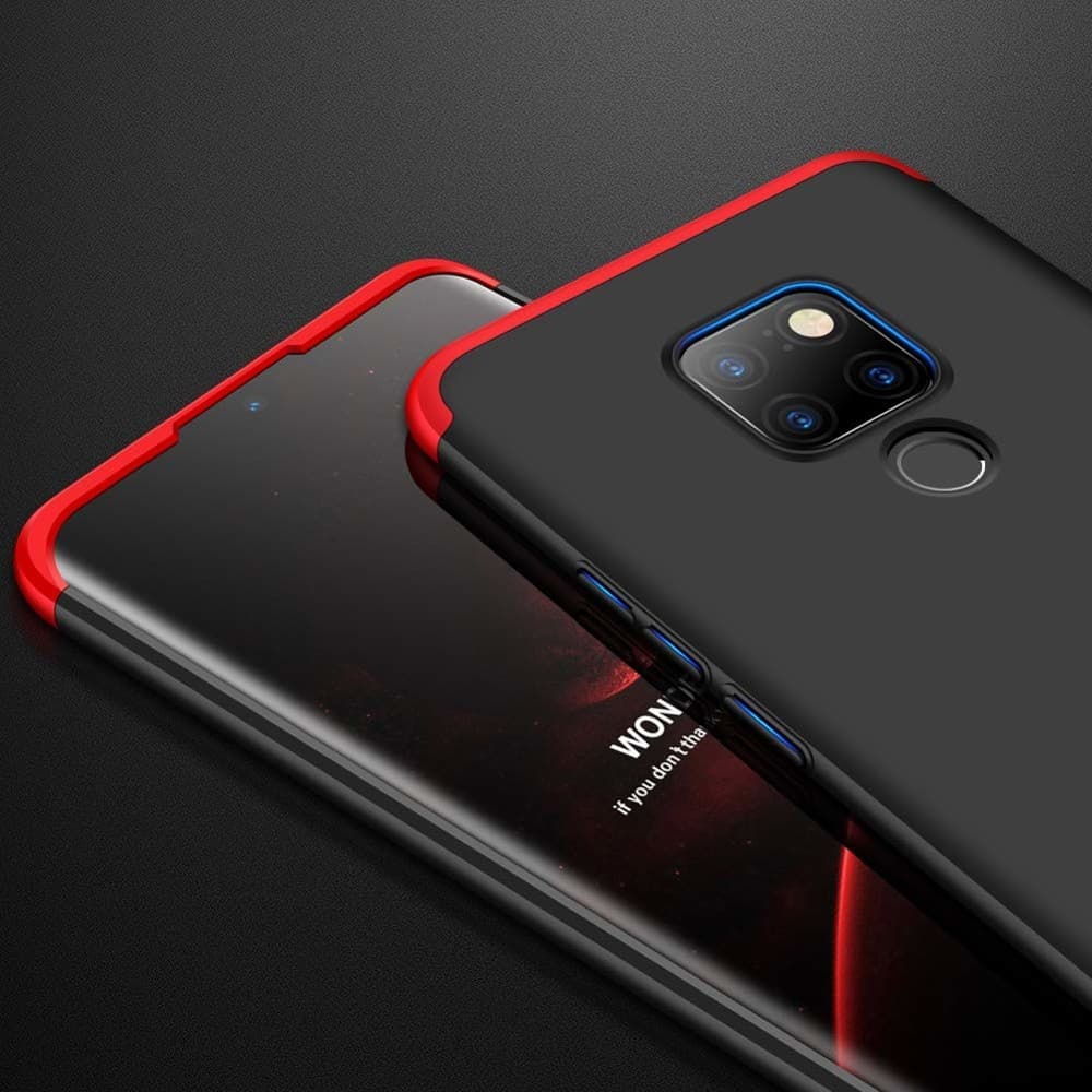Husa Full cover GKK (fata + spate) pentru Huawei Mate 20, neagra/rosie 4