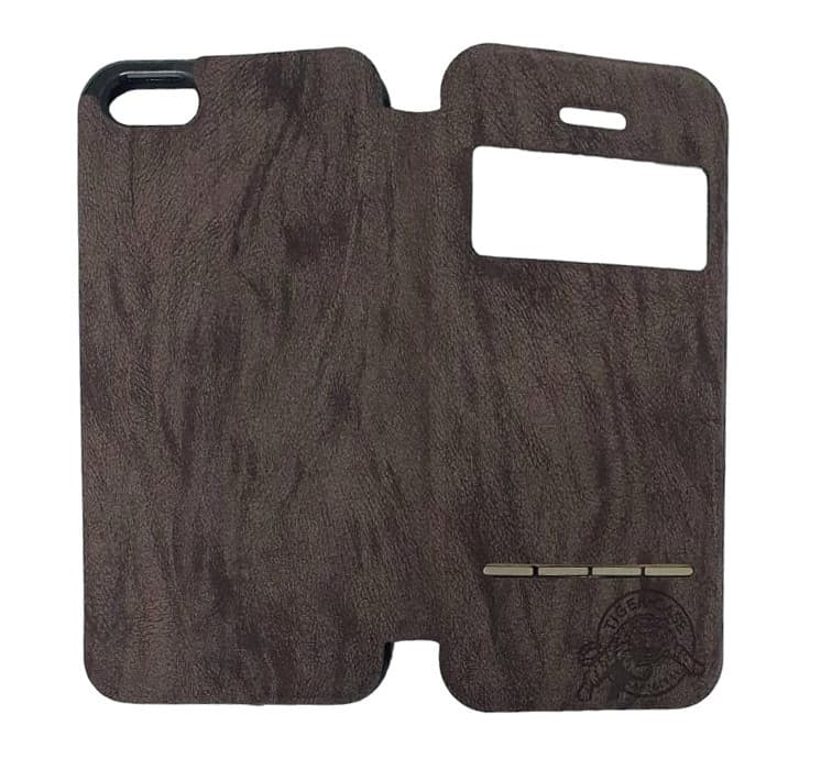 Husă protectie Apple Iphone 5/5S/SE, Tiger Case, tip carte, fereastra notificari, maro wenge 2
