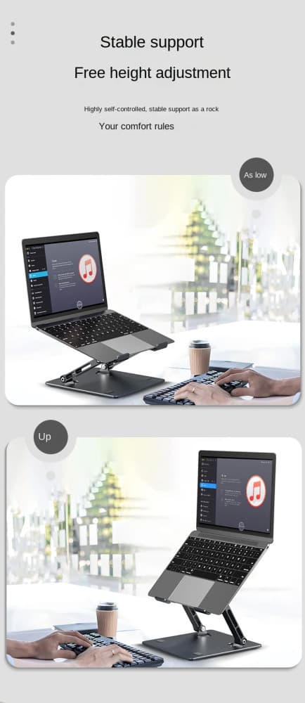 Suport de birou din aluminiu pentru laptop 9,6 - 17" inch sau tableta, pliabil, reglabil, gri inchis 4