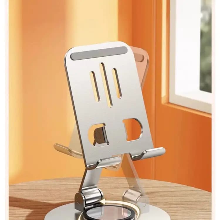 Suport birou Andowl Q-ZJ555, compatibil telefon sau tableta, universal, metalic, rotire 360 grade, argintiu 3