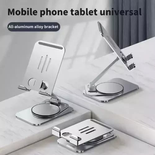 Suport birou Andowl Q-ZJ555, compatibil telefon sau tableta, universal, metalic, rotire 360 grade, argintiu 5