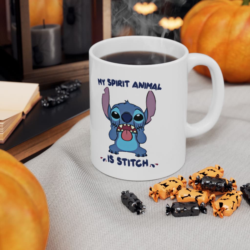 Cana ceramica personalizata, design My spirit animal, 330 ml, alba 2
