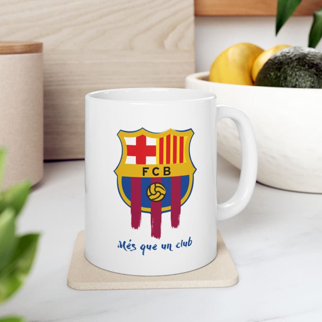 Cana ceramica personalizata, design FCB, 330 ml, alba 2