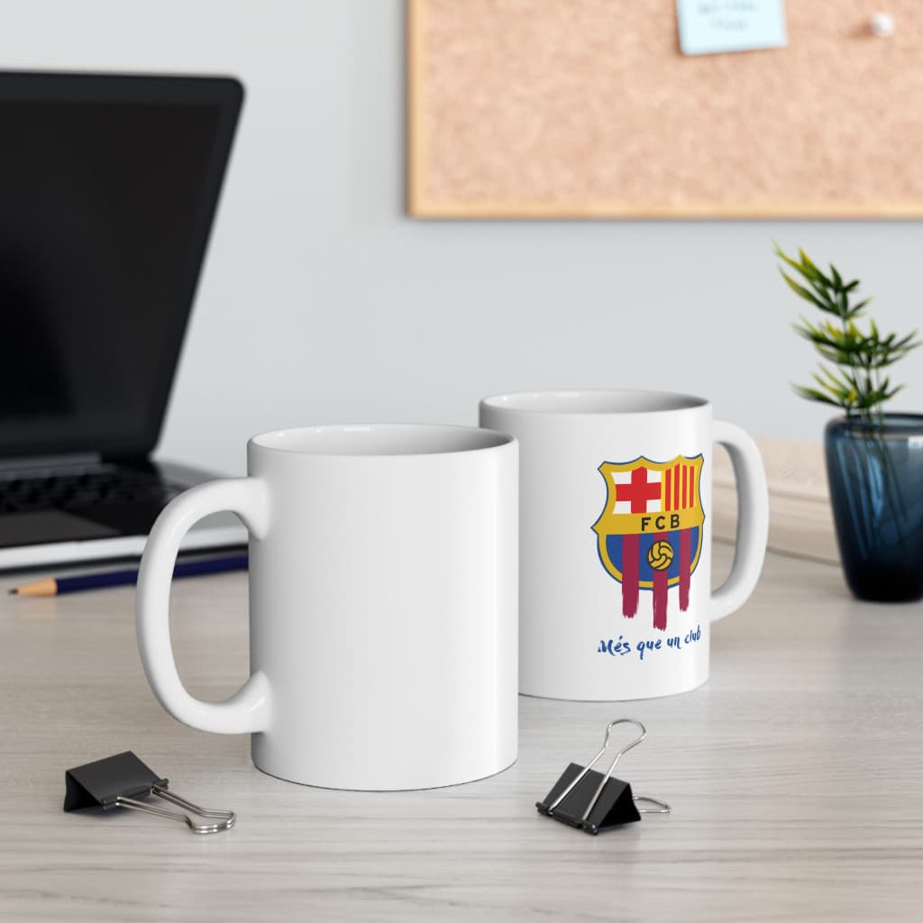 Cana ceramica personalizata, design FCB, 330 ml, alba 3