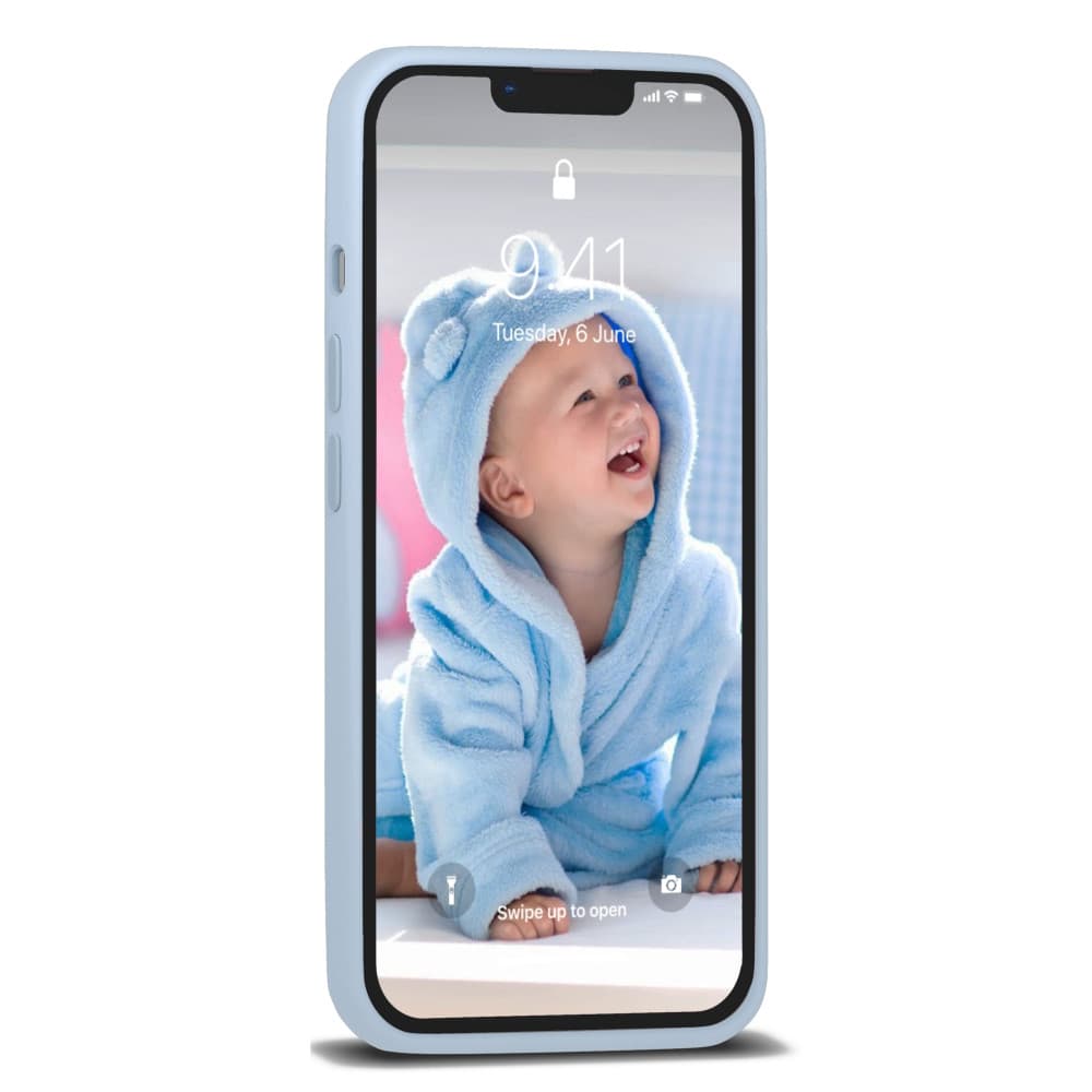 Husa Apple iPhone 13 Pro, Luxury Silicone, catifea in interior, baby blue 2