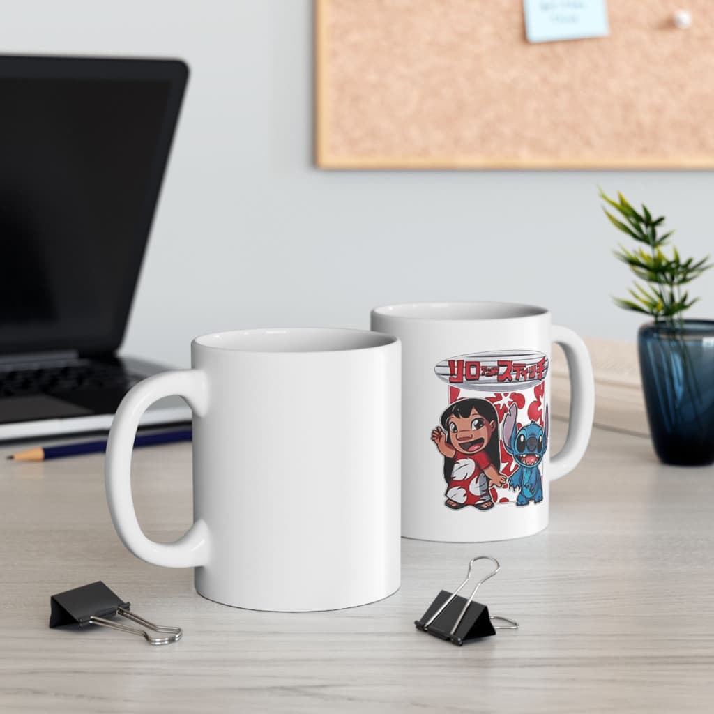 Cana ceramica personalizata, design Stitch Japan, 330 ml, alba 3