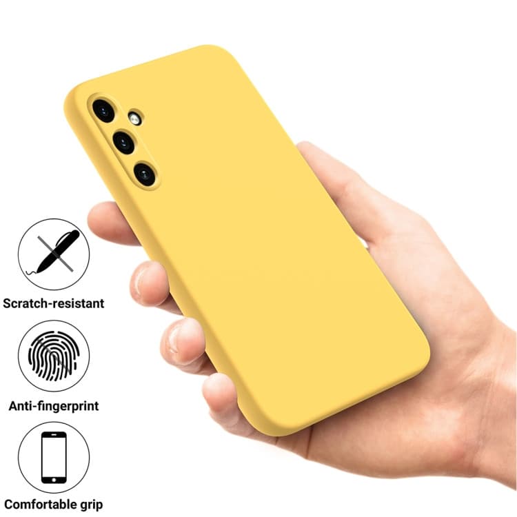 Husa Samsung Galaxy A15, Luxury Silicone, protectie camera, catifea in interior, galbena 2
