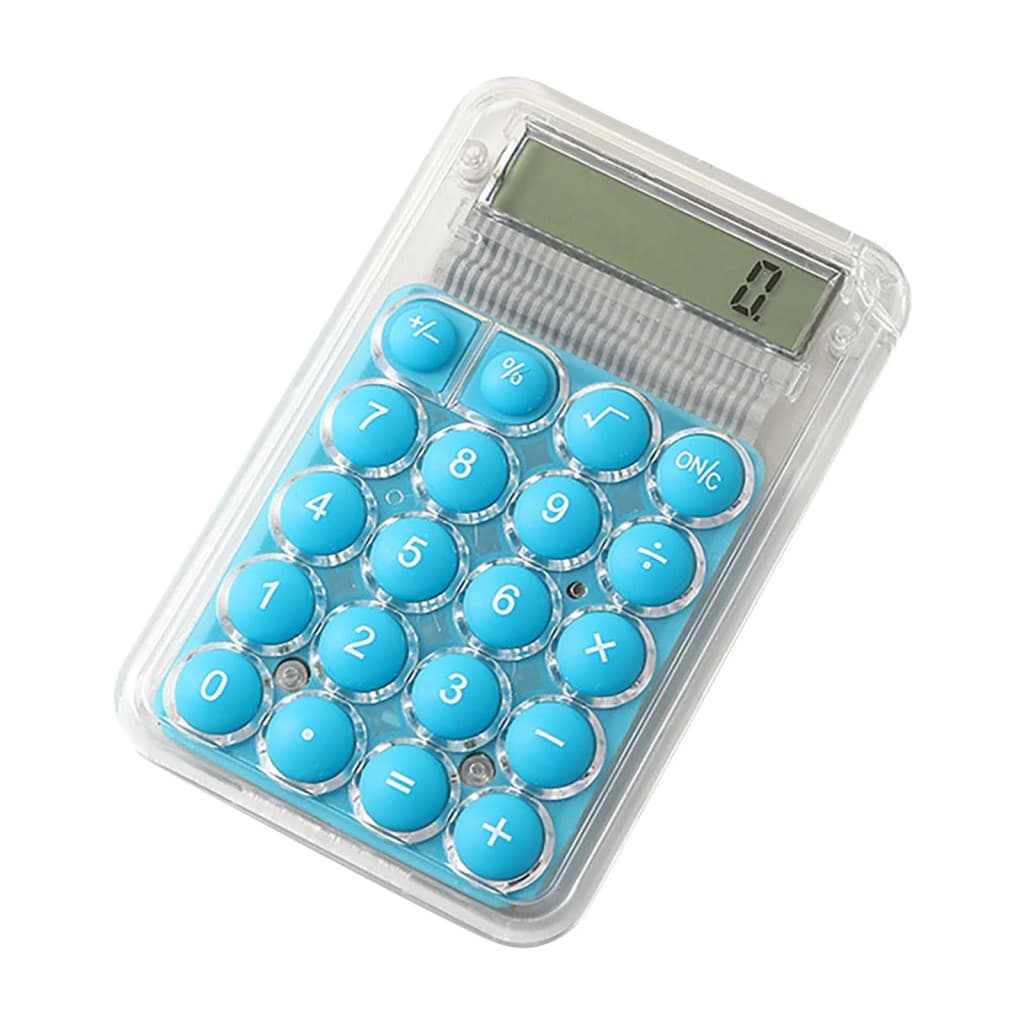 Mini calculator de birou Karuida KK-506,  8 caractere, carcasa transparenta, butoane albastre 3