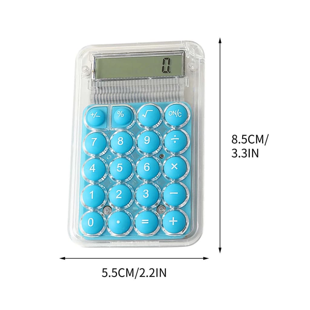 Mini calculator de birou Karuida KK-506,  8 caractere, carcasa transparenta, butoane albastre 4