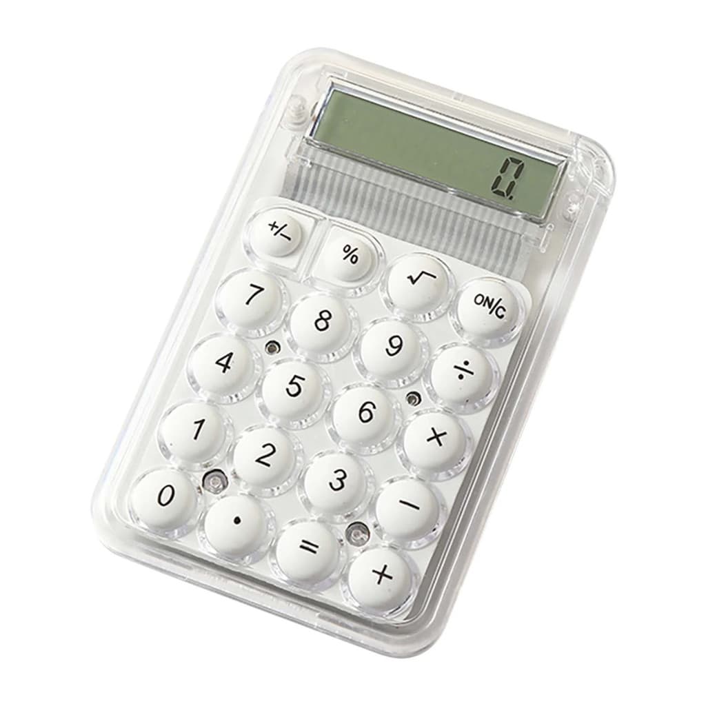 Mini calculator de birou Karuida KK-506,  8 caractere, carcasa transparenta, butoane albe 3