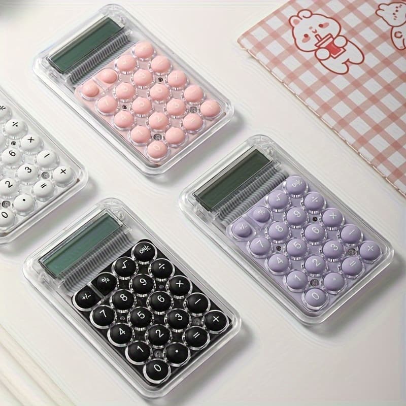Mini calculator de birou Karuida KK-506,  8 caractere, carcasa transparenta, butoane albe 5