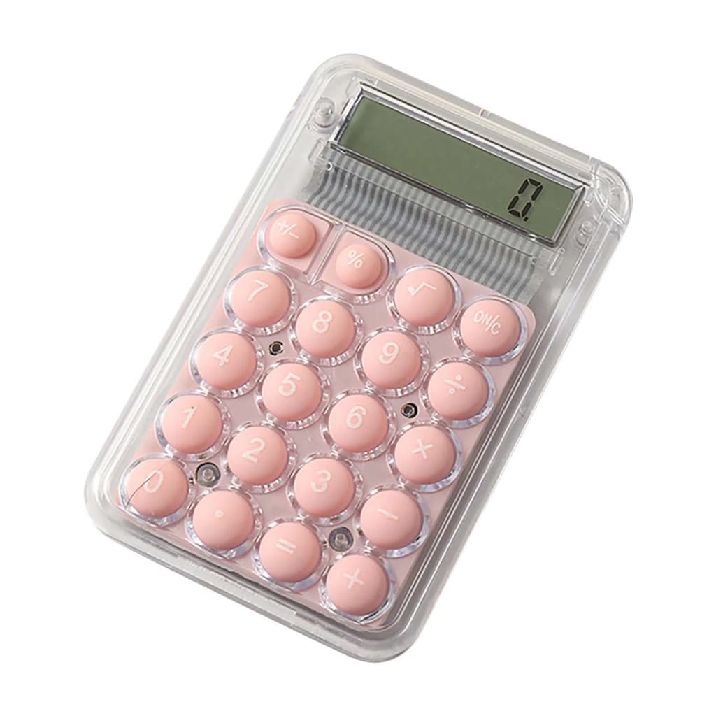 Mini calculator de birou Karuida KK-506,  8 caractere, carcasa transparenta, butoane roz 3