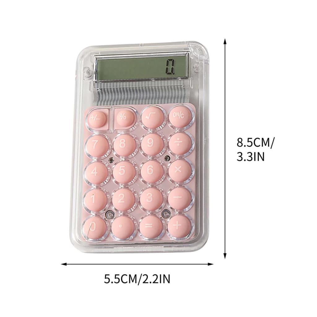 Mini calculator de birou Karuida KK-506,  8 caractere, carcasa transparenta, butoane roz 4