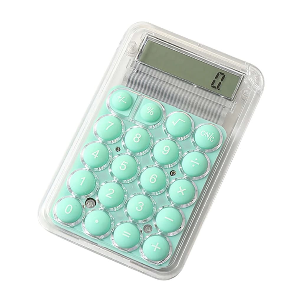Mini calculator de birou Karuida KK-506,  8 caractere, carcasa transparenta, butoane verzi 3