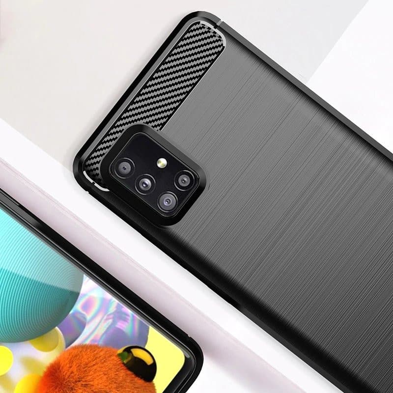 Husa de protectie Carbon Stripe pentru Samsung Galaxy M51, silicon moale, negru 2