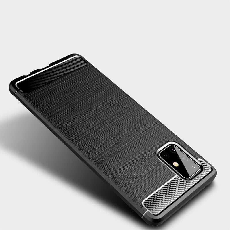 Husa de protectie Carbon Stripe pentru Samsung Galaxy M51, silicon moale, negru 3
