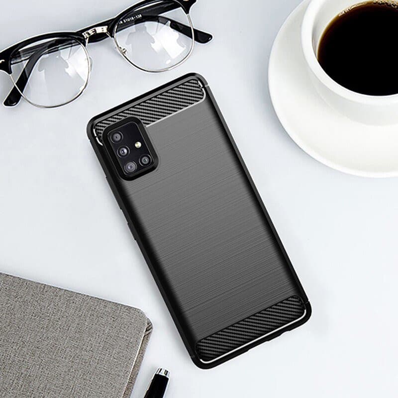 Husa de protectie Carbon Stripe pentru Samsung Galaxy M51, silicon moale, negru 4